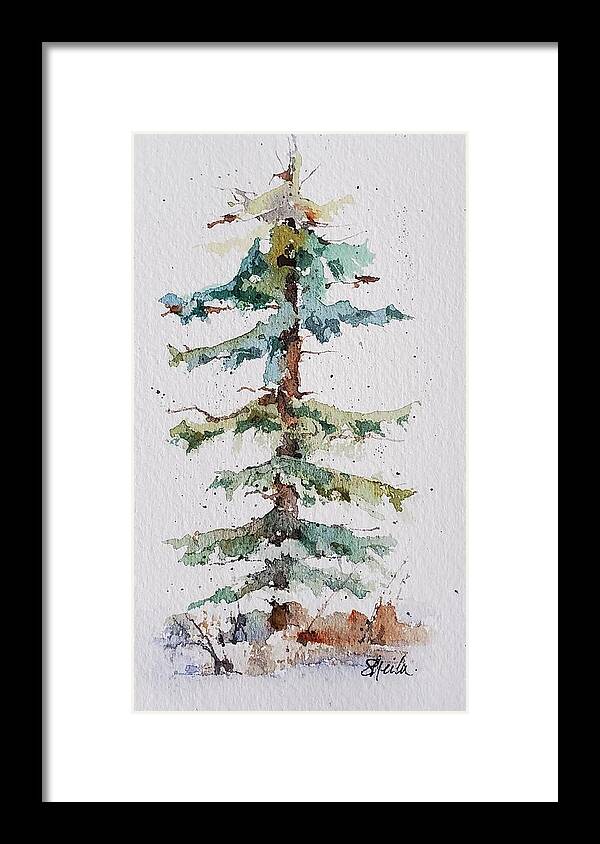 Watercolor Framed Print featuring the painting Christmas Tree by Sheila Romard