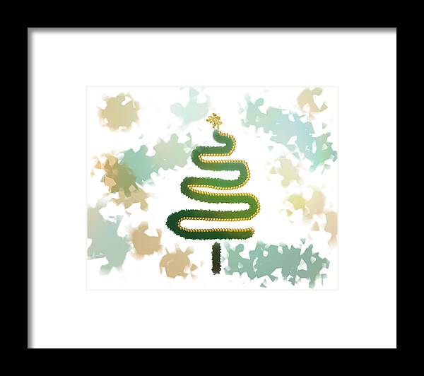 Christmas Tree Framed Print featuring the digital art Christmas Tree With Gold Beads 2 by Alison Frank