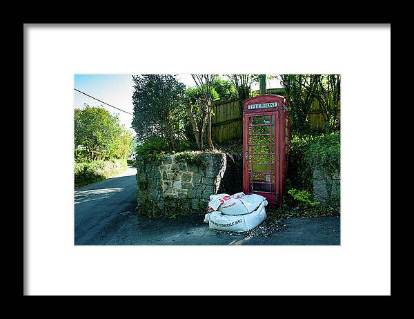 Christow Red Telephone Box Dartmoor Framed Print featuring the photograph Christow Red Telephone Box Dartmoor by Helen Jackson