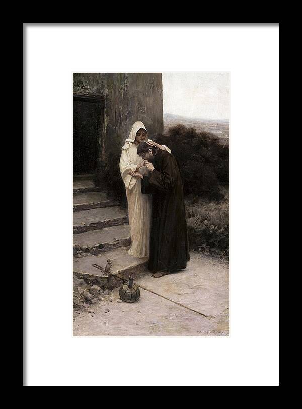 Piotr Stachiewicz Framed Print featuring the painting Christ's Farewell to Mary, 1900 by Piotr Stachiewicz