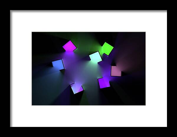 Light Framed Print featuring the digital art Chromatic Cubes 3 by Scott Norris