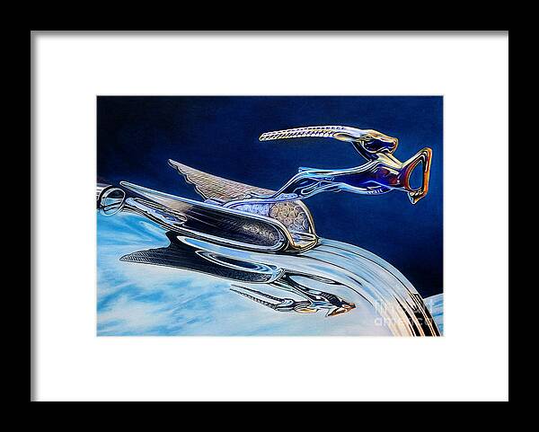 Ram Hood Ornament Image Framed Print featuring the drawing Chrome Ram by David Neace