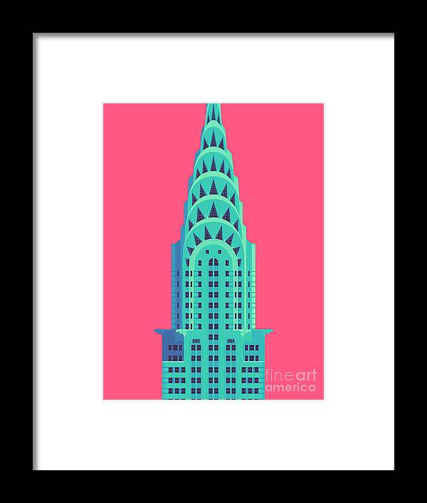 Architecture Framed Print featuring the digital art Chrysler Building - Red by Organic Synthesis