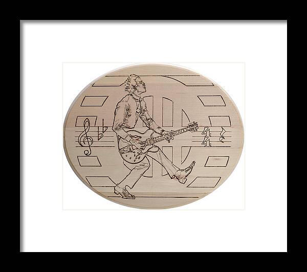Pyrography Framed Print featuring the pyrography Chuck Berry - Viva Viva Rock 'N' Roll by Sean Connolly