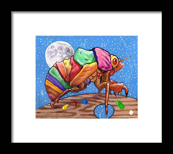 Cicadas Framed Print featuring the painting Cicadas Shell Palette by John Lautermilch