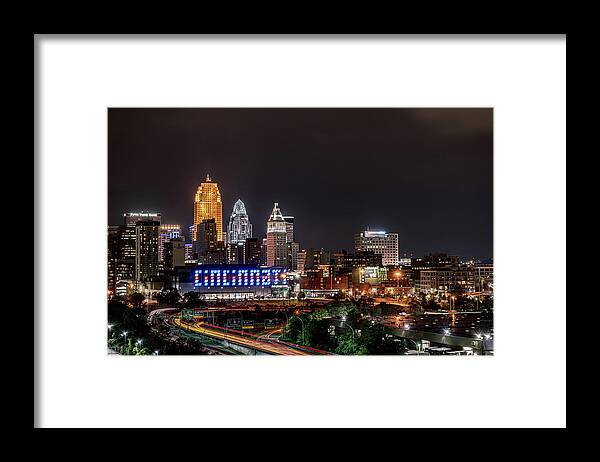 Town Framed Print featuring the photograph Cincinnati Ohio Skyline in 2017 by Dave Morgan