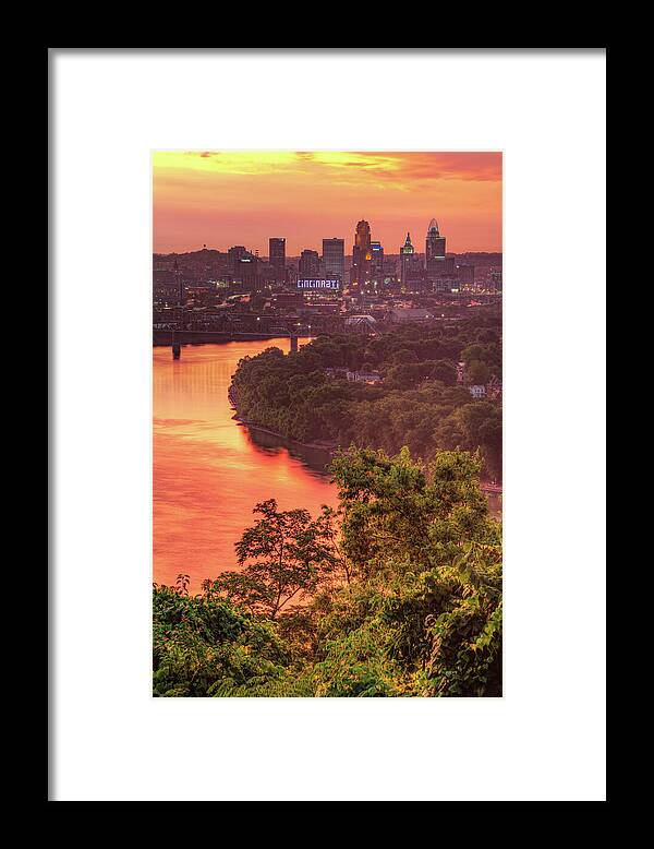 America Framed Print featuring the photograph Cincinnati Sunrise From Mount Echo Park by Gregory Ballos