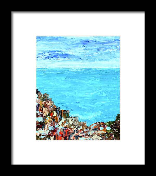Landscape Framed Print featuring the painting Cinque Terre 2 by Teresa Moerer