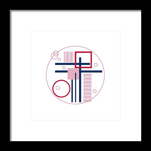 Red Framed Print featuring the digital art Circled Square by Designs By L