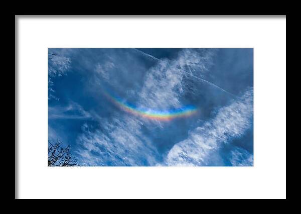 Radiant Framed Print featuring the photograph Circumzenithal Arc and Contrail by Judy Kennedy