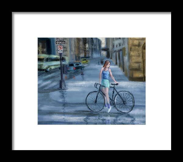 Bicycle Framed Print featuring the digital art City Bike by Larry Whitler