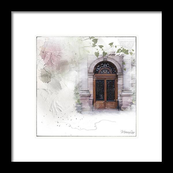 Door Framed Print featuring the mixed media City Chambres by Moira Law