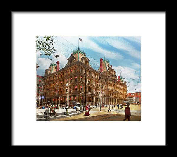 City Framed Print featuring the photograph City - Cincinnati, OH - The Federal Building 1901 by Mike Savad