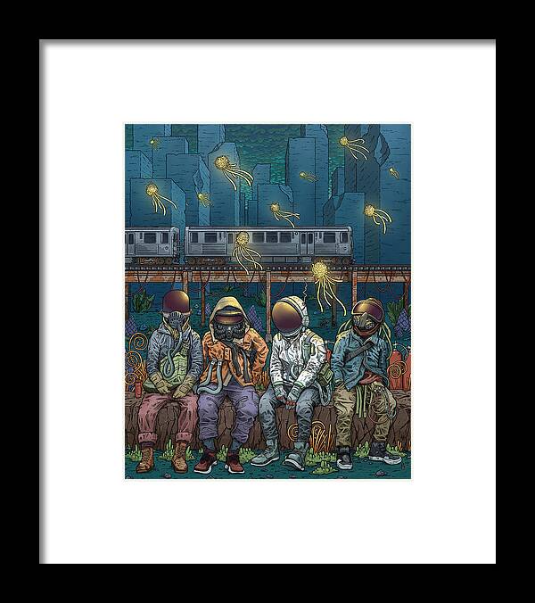 Scifi Framed Print featuring the digital art City Lights by EvanArt - Evan Miller