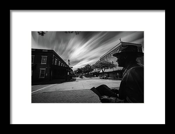 Savannah Framed Print featuring the photograph City Market in black and white by Kenny Thomas