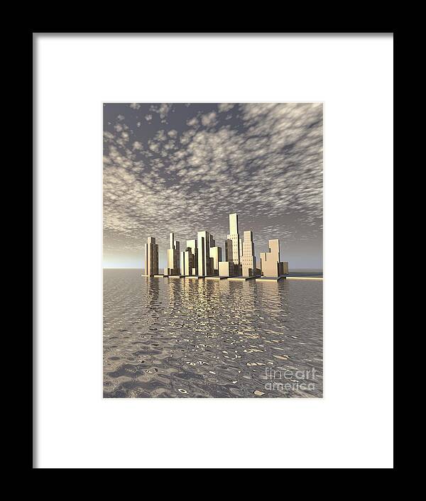 Clouds Framed Print featuring the digital art City of Gold by Phil Perkins