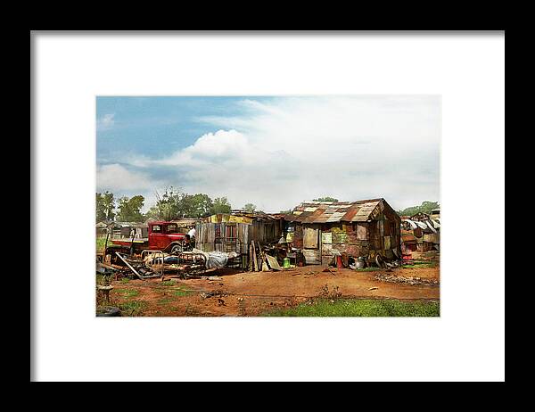 Oklahoma Framed Print featuring the photograph City - Oklahoma City OK - Hooverville 1939 by Mike Savad