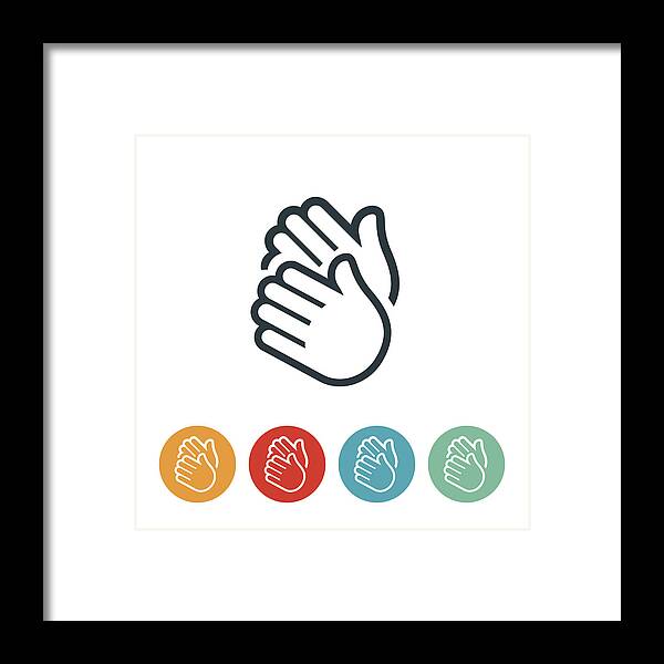 Icon Set Framed Print featuring the drawing Clapping Hands Icon by Appleuzr