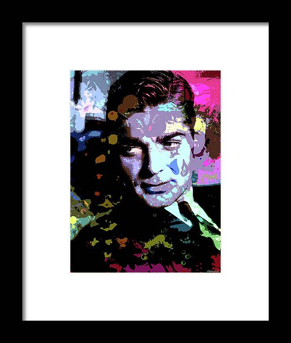 Clark Gable Framed Print featuring the digital art Clark Gable - 3 psychedelic portrait by Movie World Posters
