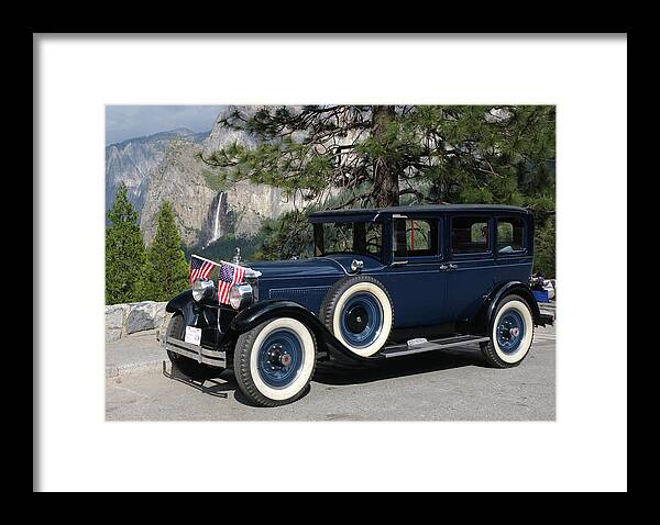 Vintage Framed Print featuring the photograph Classic Car Cruisin' In Yosemite. by Bonnie Colgan