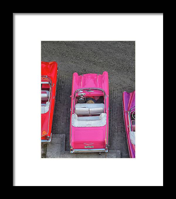 Cuba Framed Print featuring the photograph Classic Pink Convertible by CR Courson