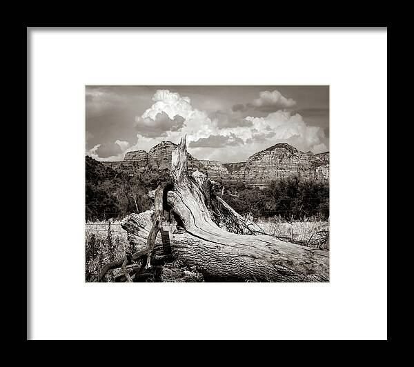 America Framed Print featuring the photograph Classic Sedona Landscape - Sepia Edition by Gregory Ballos