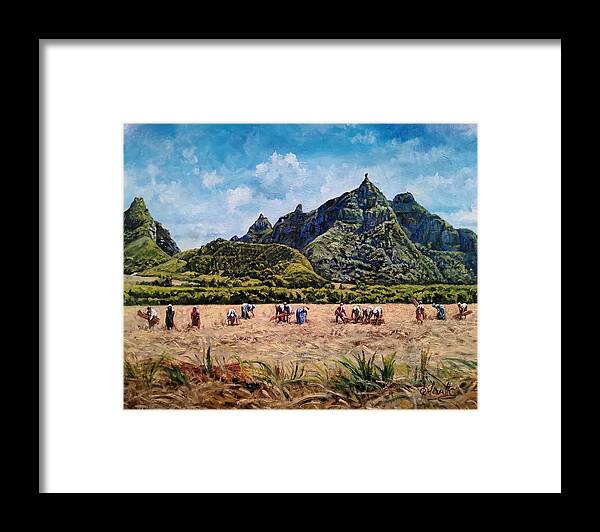  Framed Print featuring the painting Clearing fields, Mauritius by Raouf Oderuth