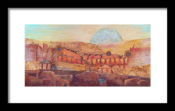 Cliff Framed Print featuring the painting Cliff Dwellings by Nancy Jolley