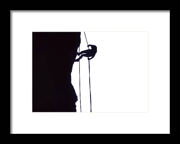 Abseil Framed Print featuring the photograph Climber on rappel by Steve Estvanik