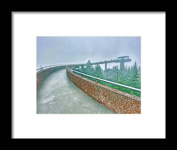 Clingman's Dome Framed Print featuring the photograph Clingman's Dome Tower in the clouds by Monika Salvan