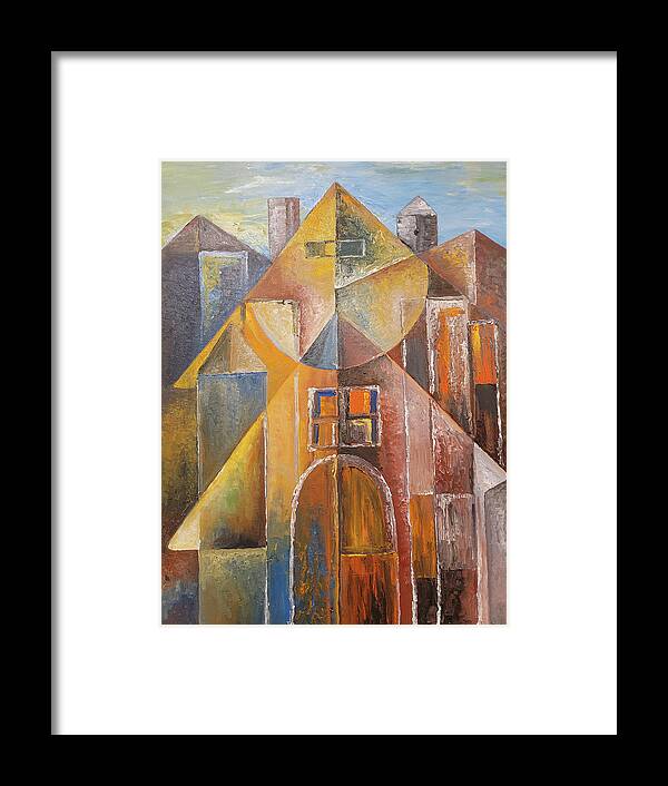 Abstract Framed Print featuring the painting Close Quarters by Obi-Tabot Tabe