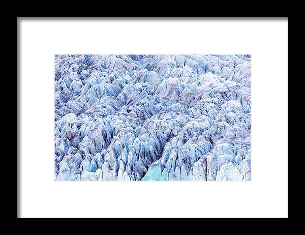 Fjallsarlon Framed Print featuring the photograph Close up detail of the compressed glacial blue ice of the Fjallsjokull glacier, Southern Iceland. Part of the Vatnajokull National Park by Jane Rix