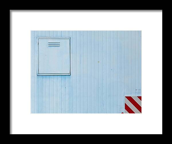 Material Framed Print featuring the photograph Close Up of a Construction Trailer in Blue by Christian Beirle González