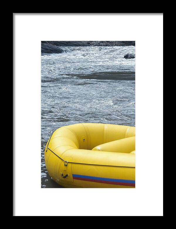 Outdoors Framed Print featuring the photograph Close-up of an inflatable raft in a river by Glowimages