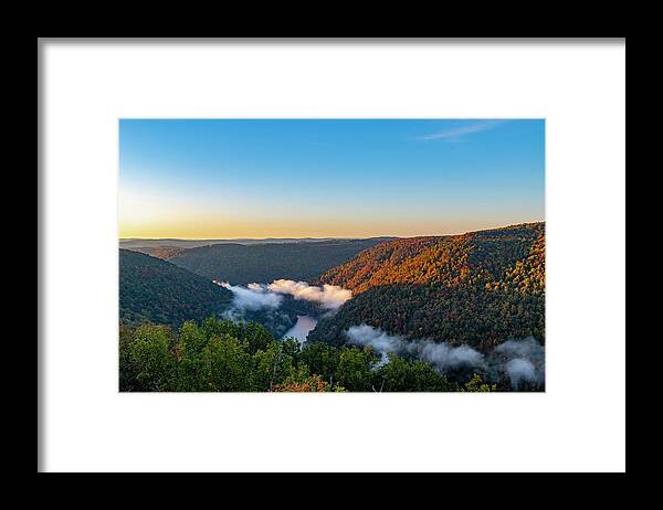 Clouds Framed Print featuring the photograph Clouds floating down the Cheat River Gorge by Dan Friend