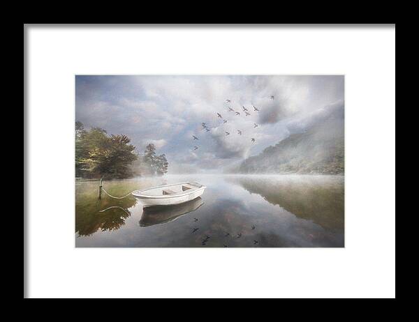 Birds Framed Print featuring the photograph Clouds in the Lake Painting by Debra and Dave Vanderlaan