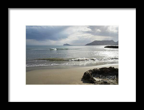 Sandy Beach Framed Print featuring the photograph Clouds, light and view of the Mediterranean Sea by Adriana Mueller