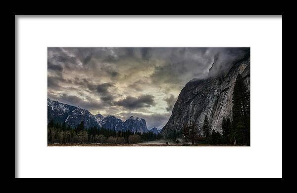 Nature Framed Print featuring the photograph Clouds on Yosemite Granite by Jon Glaser