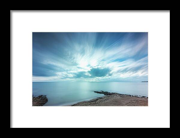Sicily Framed Print featuring the photograph Cloudy horizon over the sea by Mirko Chessari