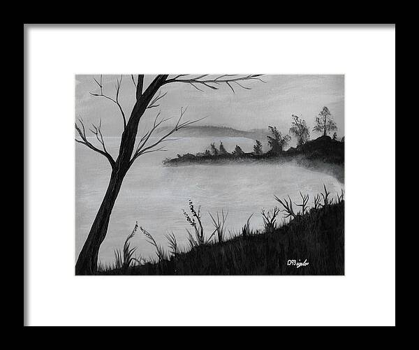 Monochrome Framed Print featuring the painting Cloudy night by David Bigelow