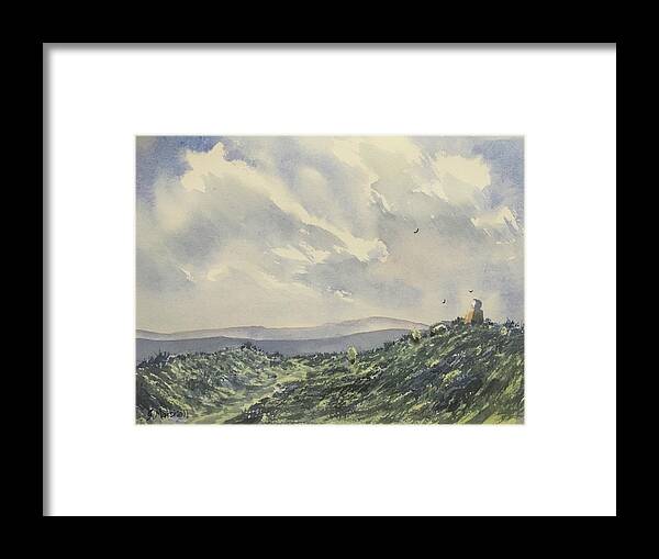 Watercolour Framed Print featuring the painting Cloudy Skies over Fat Betty by Glenn Marshall