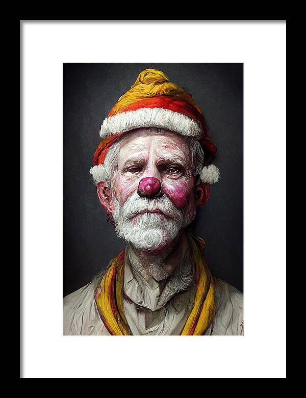 Santa Clown Framed Print featuring the digital art Clown Santa Clause by Trevor Slauenwhite