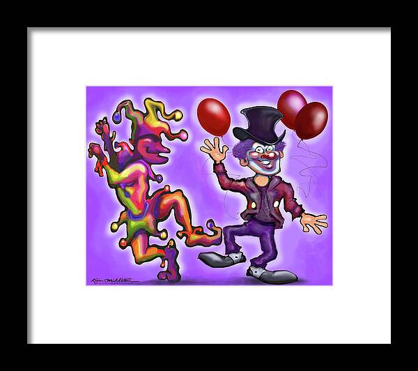 Clown Framed Print featuring the digital art Clowns by Kevin Middleton