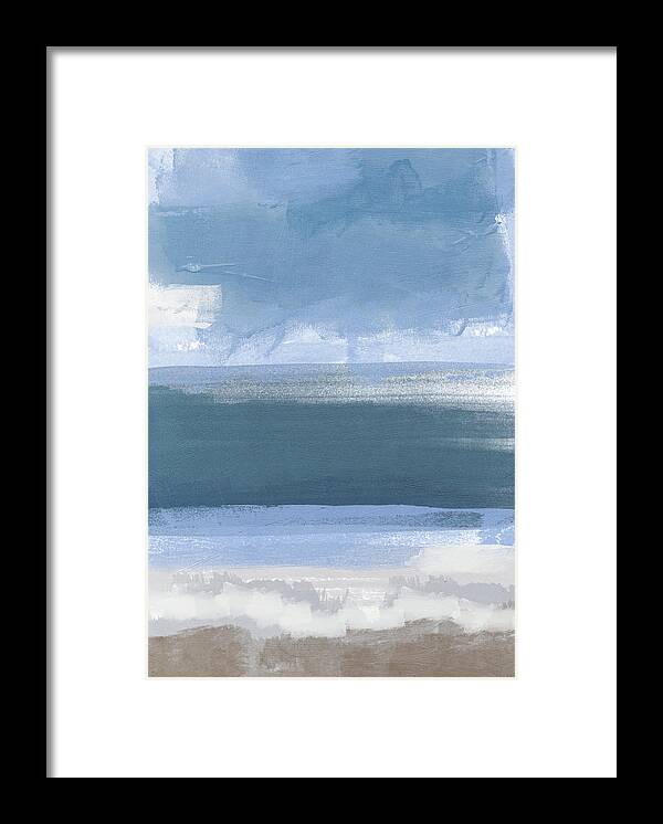 Coastal Framed Print featuring the painting Coastal- abstract landscape painting by Linda Woods