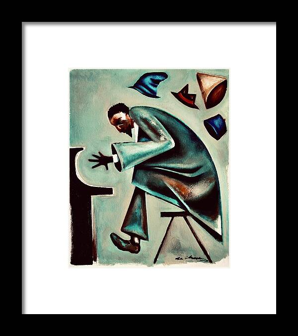 Thelonious Monk Framed Print featuring the painting Coat and Hats / Thelonious Monk by Martel Chapman