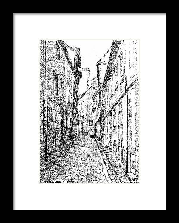 Alley Framed Print featuring the painting Cobbled Alley in Moulins France by Dai Wynn