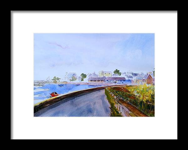 Cockwood Harbour Framed Print featuring the painting Cockwood harbour looking towards pub watercolor painting by Mike Jory
