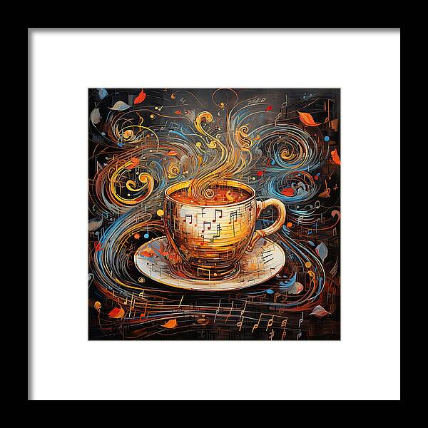 Coffee Framed Print featuring the digital art Coffee And Music by Lourry Legarde
