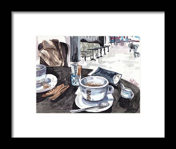 Coffee Framed Print featuring the painting Coffee Break by George Cret