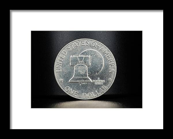 Ike Eisenhower Framed Print featuring the photograph Coin Collecting - 1776-1976 Ike Eisenhower Dollar Coin Back by Amelia Pearn
